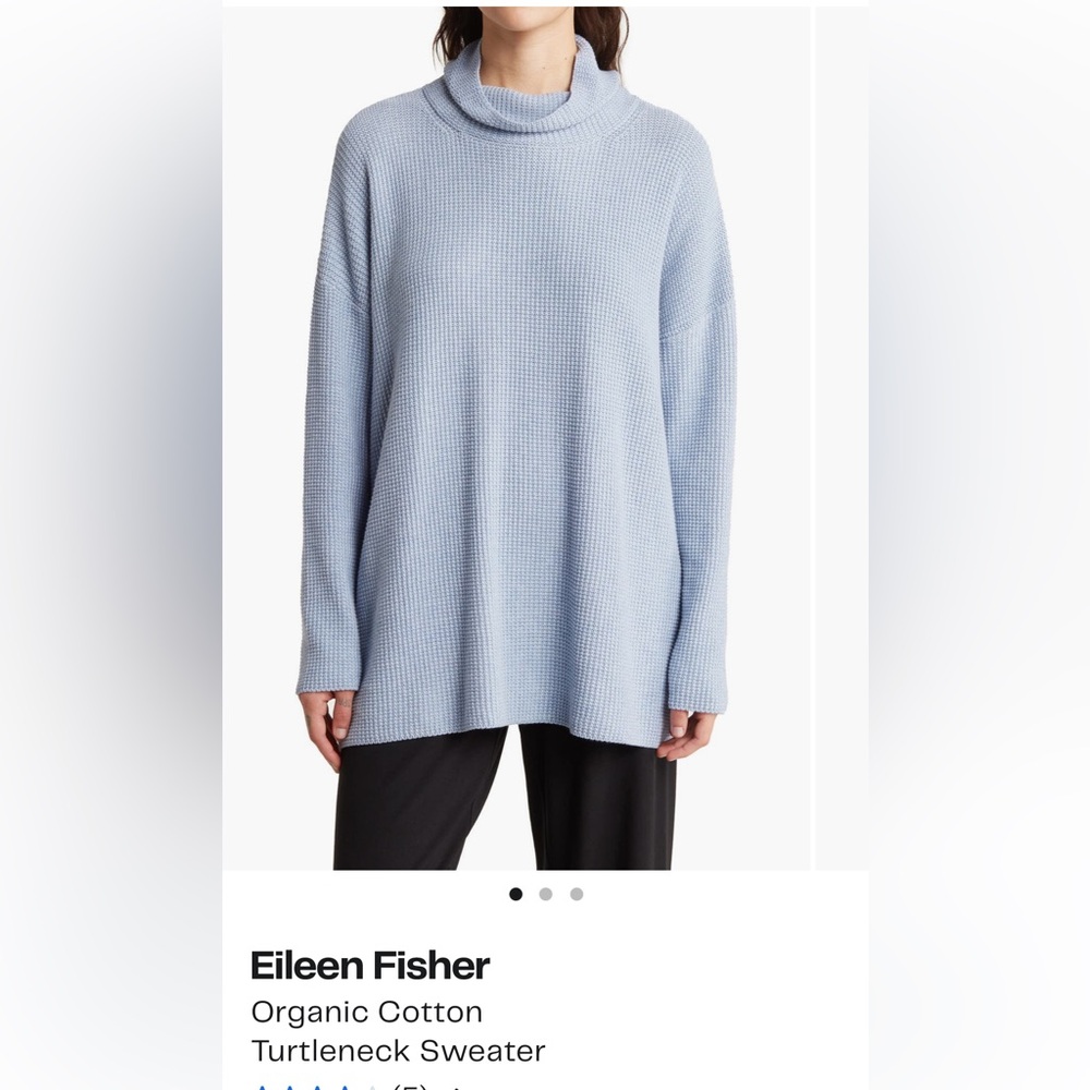 NWT Eileen Fisher Organic cotton oversized turtleneck, size XL, light blue